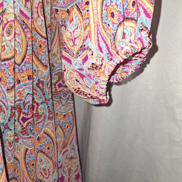 A New Day Smocked Ruffled Blouse in Pink and Orange - Picture 3 of 7